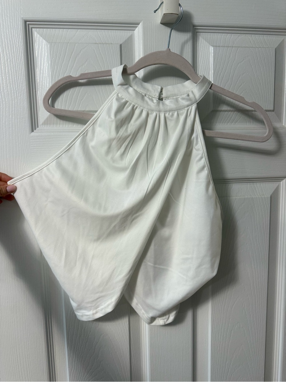 SHEIN White High Neck Halter Tank Top